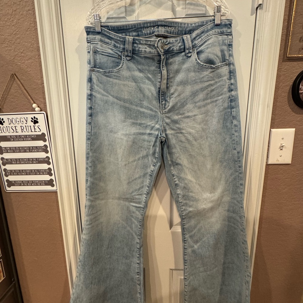 American Eagle Outfitters Light Blue Festival Flare Jeans